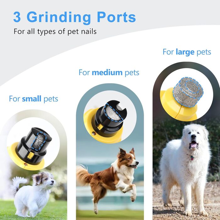 Шліфувальник для собак 4UMOR з 6 ступенями та 2 LED-ліхтариками - безпечна та ефективна догляд за кігтями для собак великих, середніх та маленьких порід