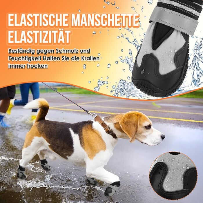 Чоботи для собак, захист подушечок лап, зимові, 4 шт. Водовідштовхувальні, вітрозахисні, з теплим флісом та високим дизайном. Світловідбиваючі та антиковзні чоботи для собак для активного відпочинку, розмір 2 (ширина 4.5 см), розмір 8 (ширина 7.5 см).