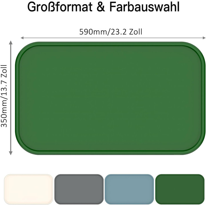 Підкладка під миску для котів та собак, силіконова, зелена, з високим бортиком