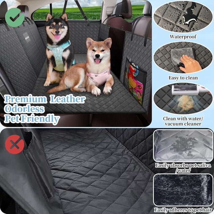 Подовжувач для заднього сидіння автомобіля для собак, міцний чохол для автосидіння для собак, витримує 200 кг, велике жорстке подовження для собак, водонепроникна гамак для собак з сіткою для автомобіля та позашляховиків (Чорний)