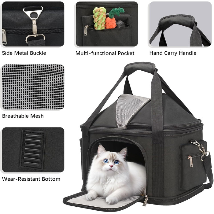 Сумка-переноска для собак і котів 2-в-1, чорно-коричнева, 38.1 x 19.1 x 15 x 7.5 x 12.2 см