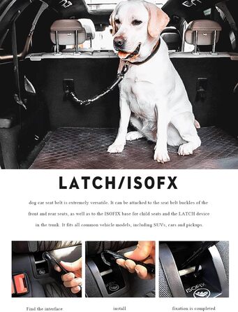 Авторемень для собак у машину, безпечний ремінь для собак на заднє сидіння, регульований авторемень з еластичною амортизацією та металевим карабіном (червоний, 60см, 1 шт.)