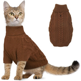 Пуловер для кота та собаки Hjumarayan, теплий, з отвором для повідка, розмір S (Kaffee)