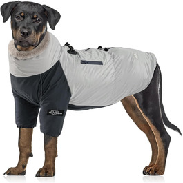 Водонепроникний зимовий теплий одяг для собак з кашеміровою підкладкою, регульованою шнурковою затяжкою, кишенею та світловідбиваючими елементами, сірий (M)