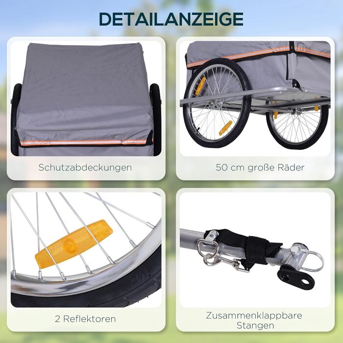 Причіп для велосипеда HOMCOM - вантажний причіп для дітей (сірий)