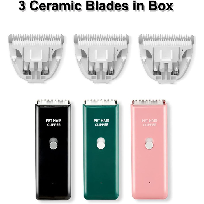 Професійна машинка для стрижки собак та котів, акумуляторна, бездротова, набір лез (3 шт.), стандарт