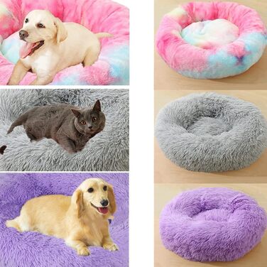 Ортопедична подушка для собак середніх порід, плюшеве ліжко для собак та котів, кругла м'яка подушка-гніздо, ліжко для собак, ліжко для котів (фіолетовий, 110x110x20 см)