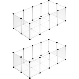 Клітка для тварин SONGMICS Freigehege з піддонами, 2 шт., біла, 125 x 63 x 42 см, для кроликів, хом'яків, їжаків