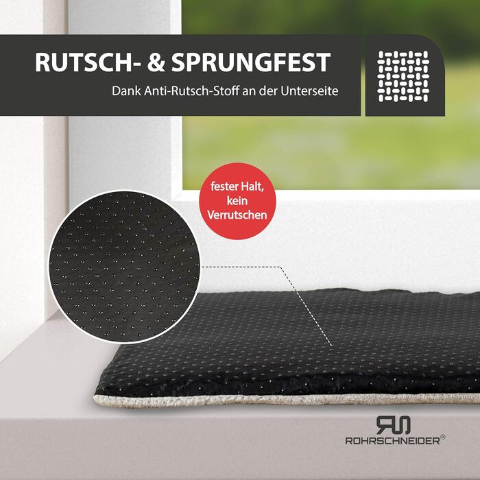 Килимок-ліжко для котів Rohrschneider з підігрівом, з антиковзною підкладкою, з тканини корд, 90 x 29 см (бежевий)