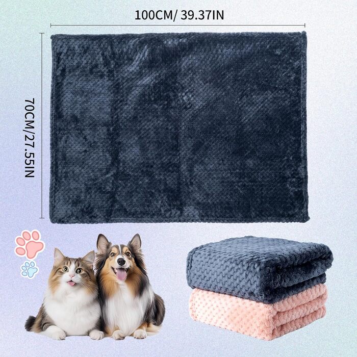 SLSON 2 шт. ковдри для собак та котів, м'які двосторонні ковдри для домашніх тварин, підійдуть для диванів, стільців, авто, подорожей. Теплі, машинне прання, 70x100 см (світло-жовтий та чорно-сірий)