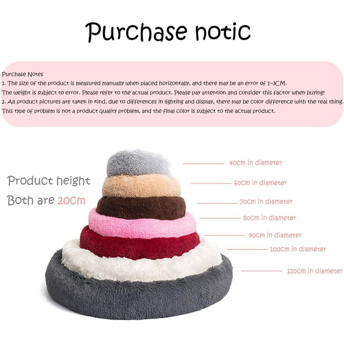 Кругле ліжко для собак та котів Chickw1, тепле м'яке ліжко-подушка Donut, миється, не слизьке, для маленьких, середніх та великих собак (світло-сірий, 80 см)