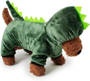 Костюм для собак - динозавр (зелений, 3 шт.) FRCOLOR, теплий матеріал, для свят та фотосесій