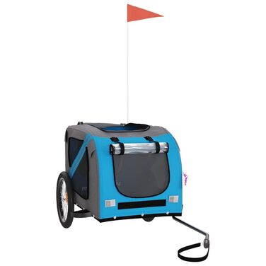 Транспортна переноска для домашніх тварин на колесах, візок для собак, причіп для велосипеда для собак, блакитний та сірий, Оксфордська тканина та залізо для маленьких собак та котів