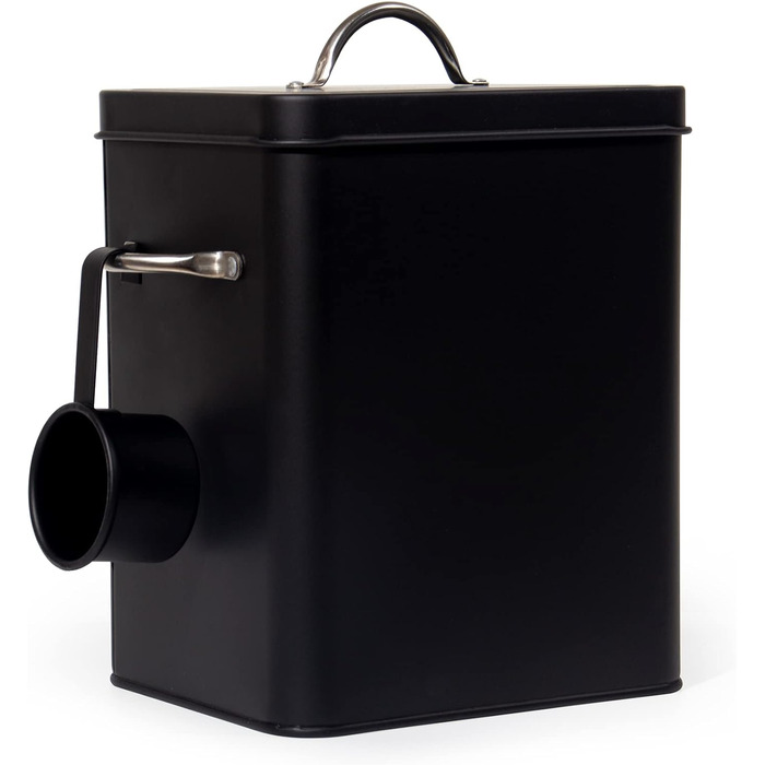 Контейнер для порошку Theo&Cleo 6.5L, металева коробка для порошку, корму для собак/кішок, кавових зерен (колір: вугілля)