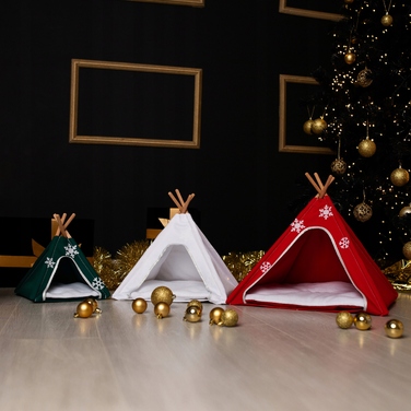 Святковий будиночок для котів та собак, XL 55x55 см, червоний