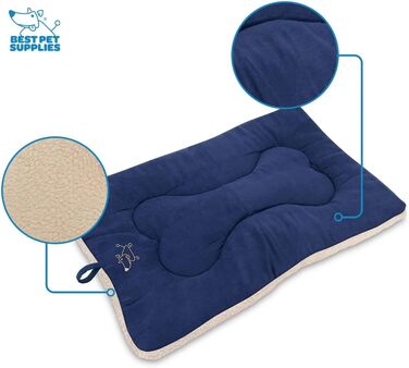 Лежак для собак Best Pet Supplies, двосторонній, машинне прання, для клітки, розмір L, темно-синій