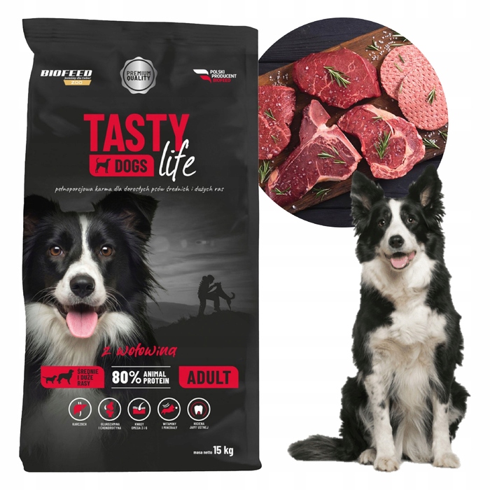 Сухий корм для собак BIOFEED Tasty Dogs Life Karma з яловичиною, 12 кг