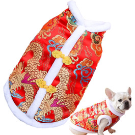 Теплий халат-чонгсам для котів та собак, зимовий стиль Тан, тепла різдвяна сукня для котів, бішон, маленьких та середніх собак