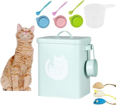 Контейнер для котячого корму JYCRA, портативний, з ложкою, зелений