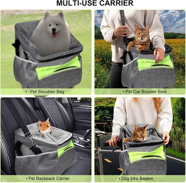 PETCUTE Велосипедна сумка для тварин: кошик для собак і котів, знятна та складна, з ременем безпеки, сірий колір
