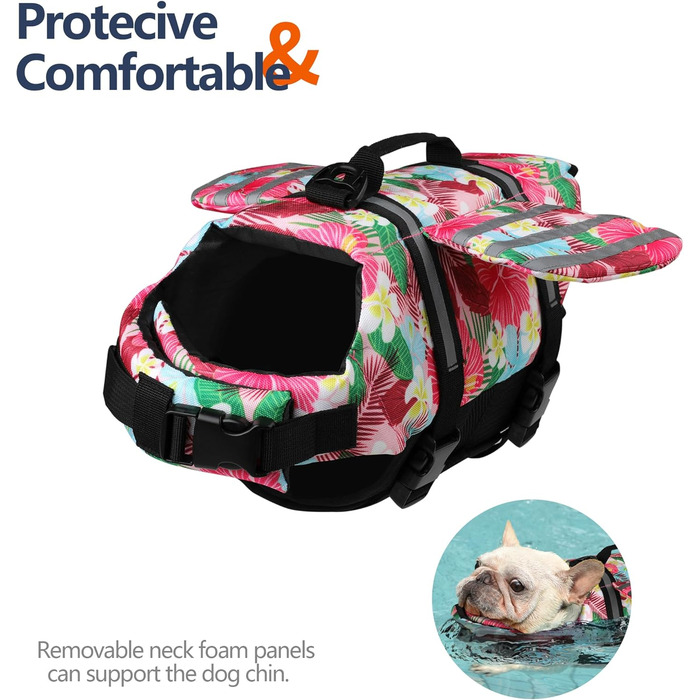 Жилет для плавання собак Petglad з дизайном крил, світловідбиваючий жилет для собак з поплавцем під підборіддя, для басейну, пляжу, катання на човні, серфінгу, середніх та великих собак (Помаранчевий, XS) XS (Обхват грудей 29.5-41.4 см) (XL (Обхват грудей