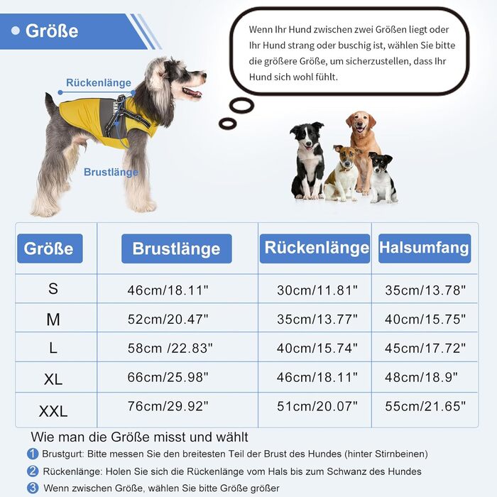 Жовта тепла куртка для собак, розмір XXL, без шлейки, для середніх собак