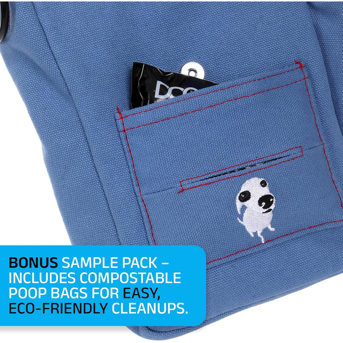 Сумка для собак DOOG Walkie-Tasche: зручна, з відділеннями для ласощів, кульок та пляшки води (світло-блакитна)