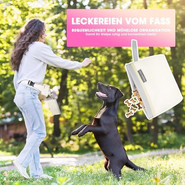 Лекарська сумочка для собак, сумка для тренування з практичним відкриванням однією рукою | Сумочка для собак для тренування та виховання цуценят | Сумка для прогулянок з собакою з диспенсером для пакетів та гачком для кріплення. Білий колір