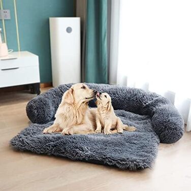 М'яка килимок для собак Yuly Weiche, ковдра для собак, лежанка для собак, захист меблів, для великих собак та котів, лежанка для собак, подушка для собак, котячий лежак, ковдра, лежанка для собак у вольєрі, з блискавкою (90x80cm) (90x80x13cm, Темно-сірий)