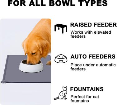 Силиконовий килимок під годівницю для собак та котів, сірий, 54x38 см | MOACC