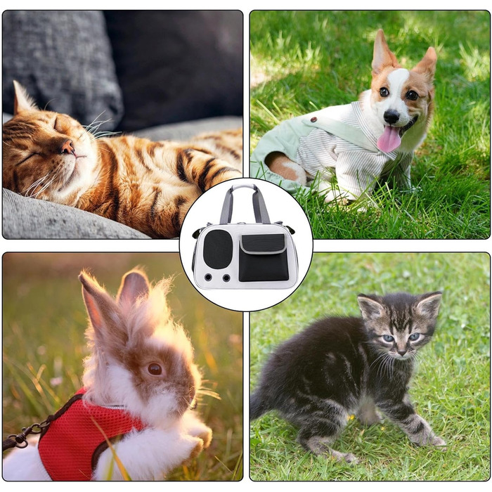 Портативна переноска для тварин - складана сумка для котів та маленьких собак, легка переноска | Міцна переноска для домашніх тварин з вентиляційною сіткою для безпечних подорожей з цуценятами або в дорозі, зелений (сірий)