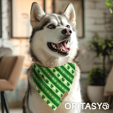 Oritasy Святкові бандани для собак до Дня Святого Патріка, двосторонні, трикутні, преміум тканина, ірландський стиль, 2 шт, розмір S, стиль 2