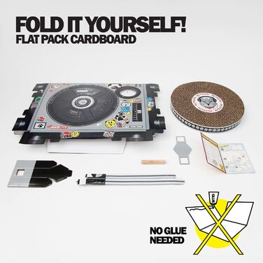 SUCK UK Картонний програвач для котів | Іграшка для котів | Програвач & DJ мікшер | Дряпалка | Дряпальний мат | Котові іграшки | Коти | Кошенята