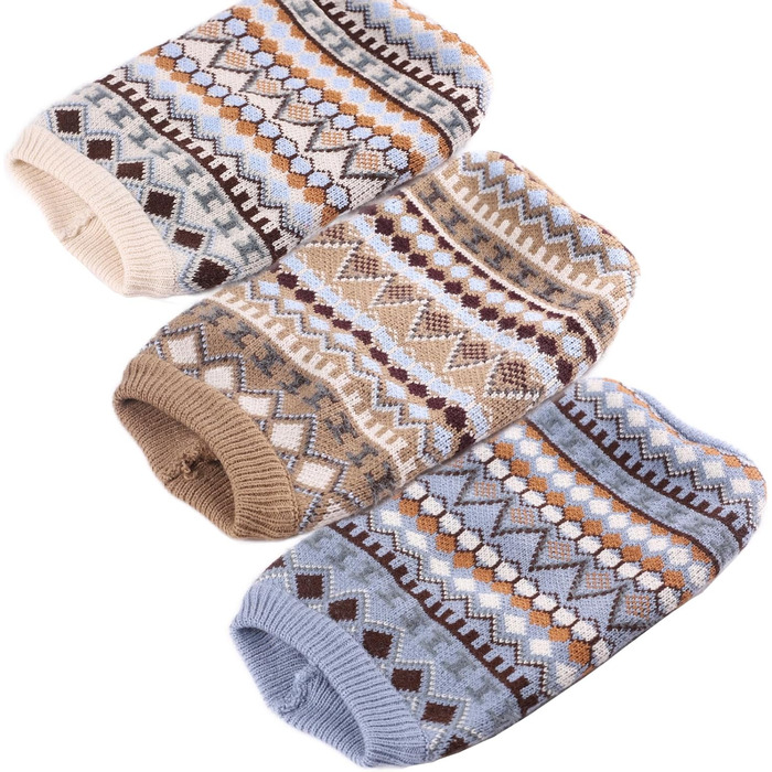 Теплий пуловер для собак на Новий рік, пухкий пуловер для маленьких та середніх собак, для Чихуахуа, Французького бульдога (Бежевий, M)