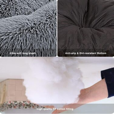 Кругле лежанка для собак Mirkoo: комфортне, м'яке, знімний коврик, різних розмірів (L/XL/XXL/XXXL), сірий (75x75x18 см)