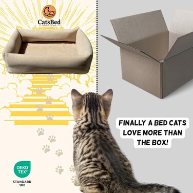 Преміум ліжко для котів - Комфорт та стиль з Magic Velvet, тканина: сертифікована Ökotex 100, стійка до подряпин та легко чиститься (Бежевий)