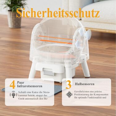 Автоматичний лоток для котів Katzenklo Selbstreinigend XXL Білий – Інтелектуальний дизайн з відкритим верхом, великий об'єм, ручний та автоматичний режими