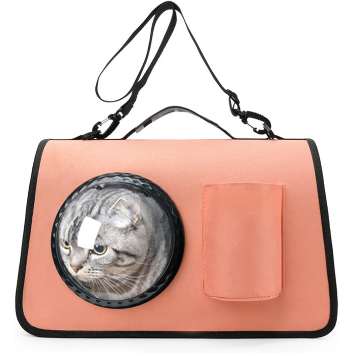 PETCUTE Транспортна сумка для собак та котів, складана, дихаюча, з регульованим плечовим ременем, знімний килимок, схвалена авіакомпаніями (Рожева)