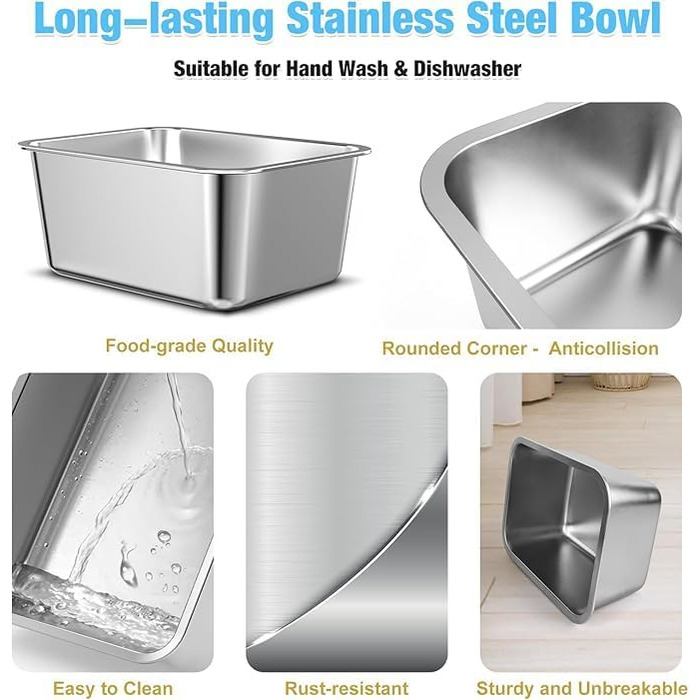 Підвищений миска для собак об'ємом 9.1 л з нержавіючої сталі з підставкою, 36 см заввишки для великих порід собак, стабільний металевий фуршет для полегшення суглобів, легко миється для використання в приміщенні та на вулиці