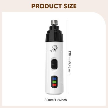 Електричний триммер для когтів собак та котів Fenteer - тиха робота, 2 швидкості, 3 насадки, професійний