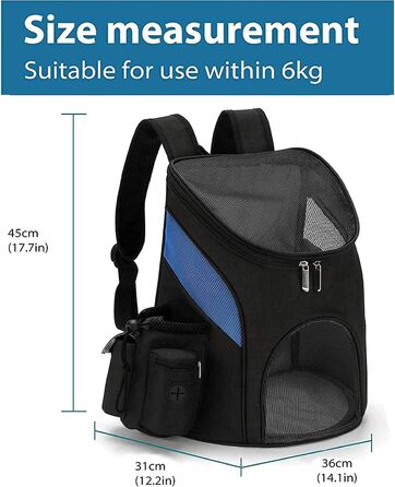 Сумка-переноска для котів та собак IFIKK: дихаюча, складна, з внутрішнім ремінком безпеки, легка, чорна, червона (L, чорно-синій)