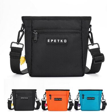 Чорна сумка для ласощів для собак великого об'єму з регульованим ремінцем та міцним магнітним закриттям