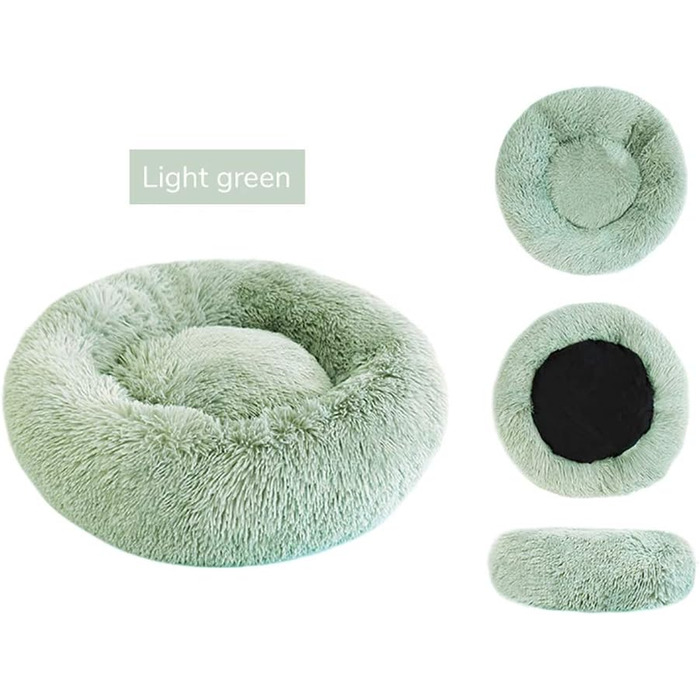 Кругле плюшеве ліжко для домашніх тварин Deluxe - ліжко-булочка для собак та котів, діаметр 50 см, колір фруктовий зелений
