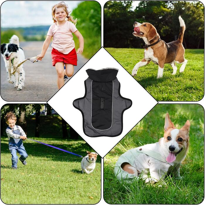 Тепла зимова куртка для собак, відображаюча куртка для собак, одяг для собак, чорний XX-Large