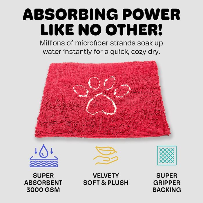 Килимок для собак Dog Gone Smart Dirty Dog: швидковисихаючий, з антиковзким покриттям, для чистого підлого – надзвичайно поглинаючий, придатний для прання, каштанового кольору, 51 x 79 см