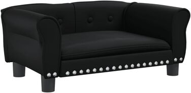 Софа для собак Festnight, ліжко для маленьких собак та котів, зручна лежанка для домашніх тварин з штучної шкіри, чорна, 70x45x30 см