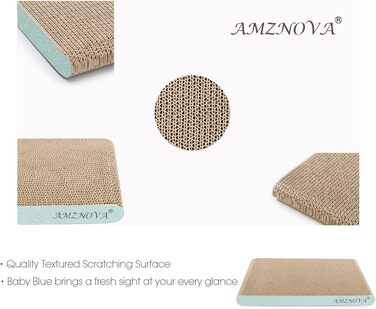 AMZNOVA Килимок для котів з картону з котячою м'ятою, килимок для дряпання, широкий, блискучий рожево-золотий (зелений блиск, 43.2x30.5 см)