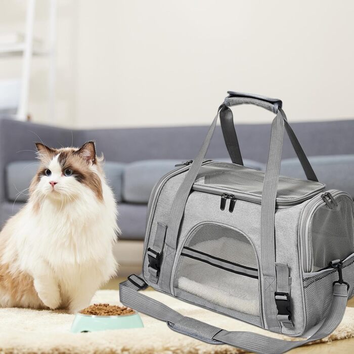 Сумка-переноска для собак – сумочка на плече, розкладна, прозора | Легка переноска для цуценят та маленьких собак, зручний рюкзак для подорожей, Trans (сірий)