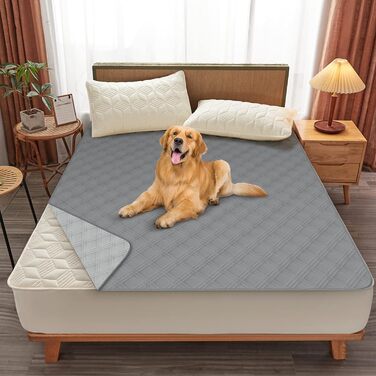 Водонепроникний килимок для собак, килимок для котів, неслизький, міцний, для захисту дивану, ліжка, автокрісла, можна прати в пральній машині (172 x 208 см, сірий)
