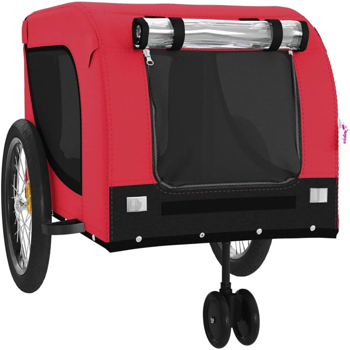 Причіп для велосипеда, переноска для собак, червоно-чорний, Oxford-тканина та метал, 94027